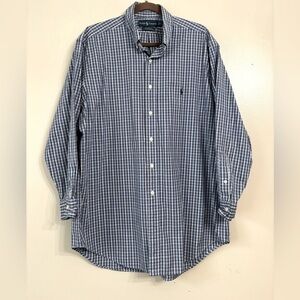 Ralph Lauren‎ Yarmouth Blue Black Stripe Plaid Long Sleeve 17 32/33 Dress Shirt